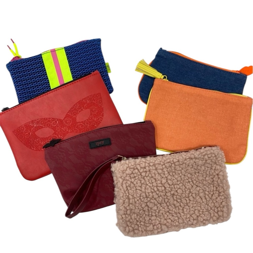 Lot of 6 IPSY Bags Sherpa, Masquerade, Lace Bat, Neon